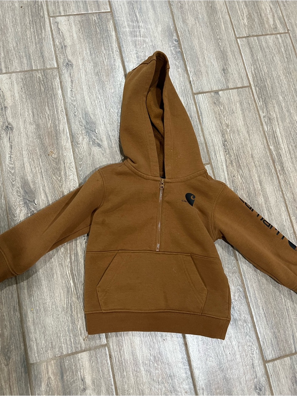 Carhartt Kids Half-Zip Hoodie in Brown